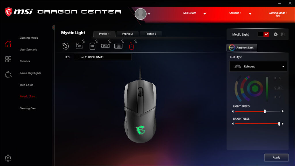 Dragon center Mouse MSI Clutch GM41 LightWeight: la perfezione a portata di mano