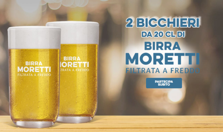 Birra Moretti ti regala 2 Bicchieri per la Filtrata a Freddo