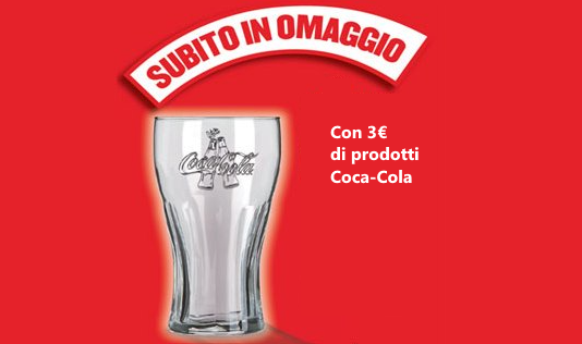 Bicchiere Coca-Cola in omaggio